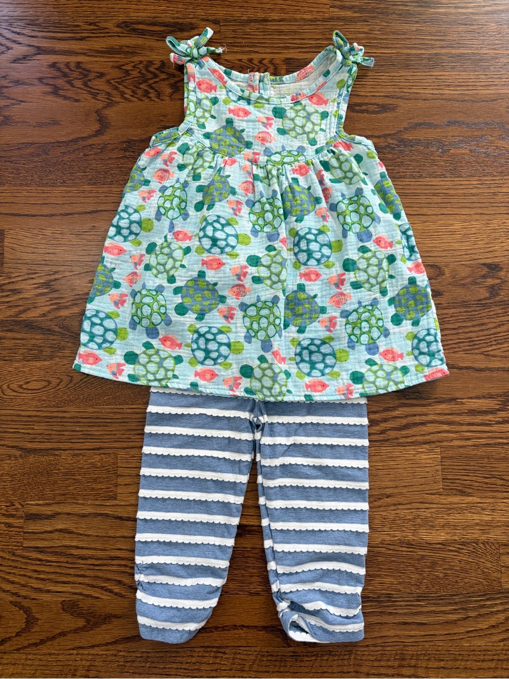 Girls Blue Turtle Tunic and Legging Set, 5T, Beach, Summer Vacation Cruise
